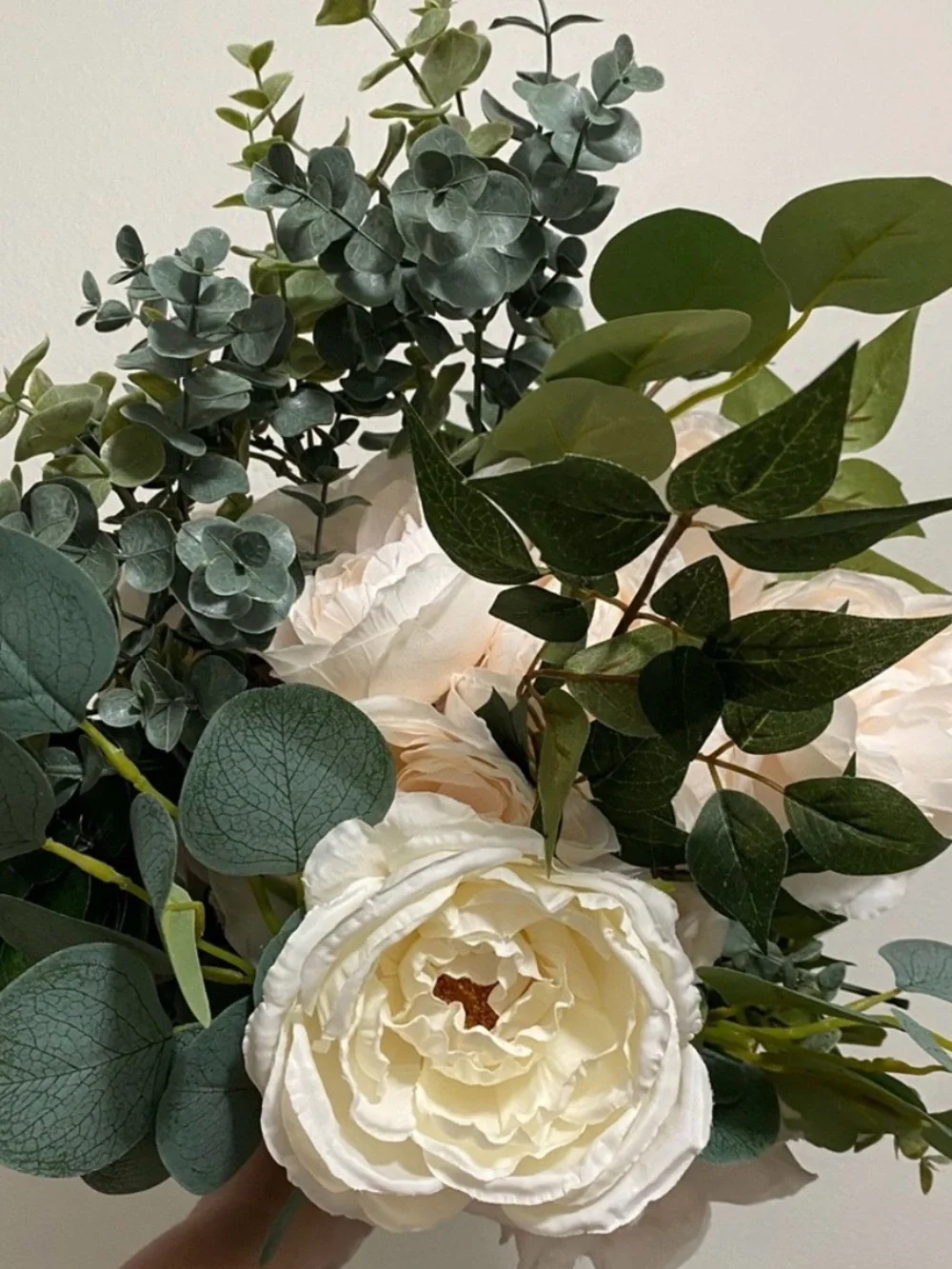 Bridal Wedding Bouquet Cream Blush White Faux Floral Greenery - NEW Final Sale